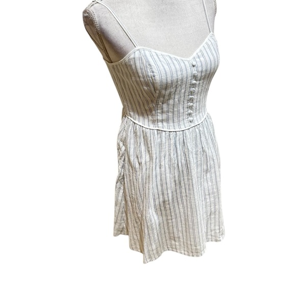 Abercrombie & Fitch White/blue Striped Mini sunDress spaghetti straps size small - Picture 2 of 9